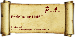 Prém Anikó névjegykártya